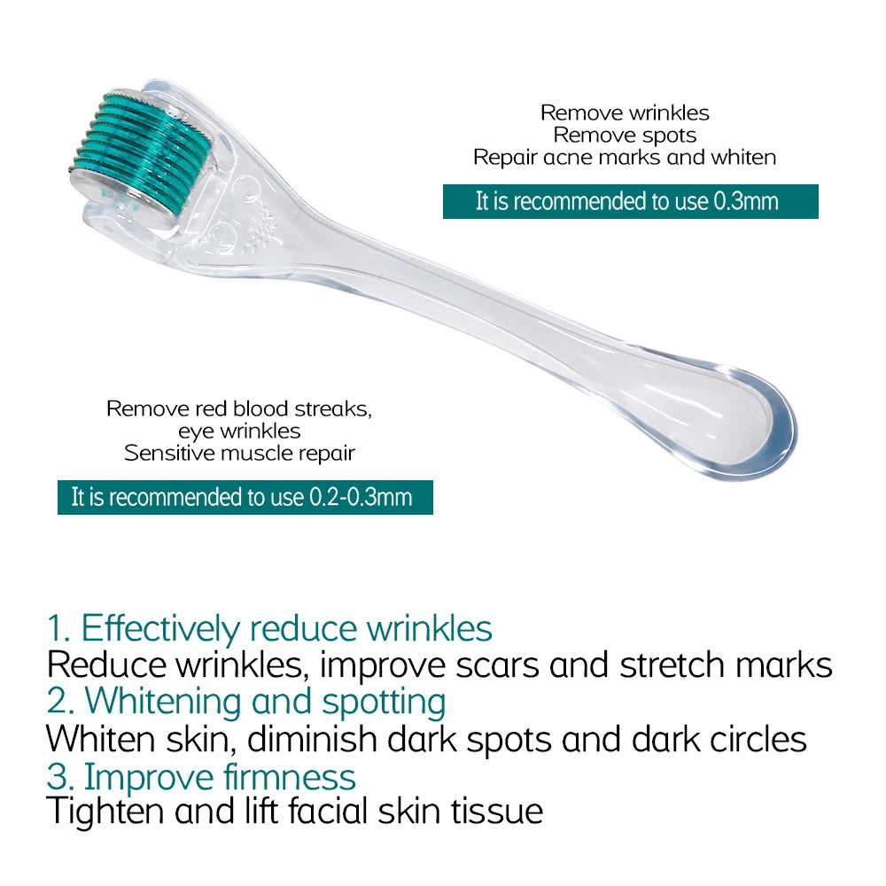 540 Titanium Microneedle Derma Roller 0.2/0.3mm For Face Beard Scalp Hair Growth Scar Repair Skin Care Mesotherapy Beauty Tool