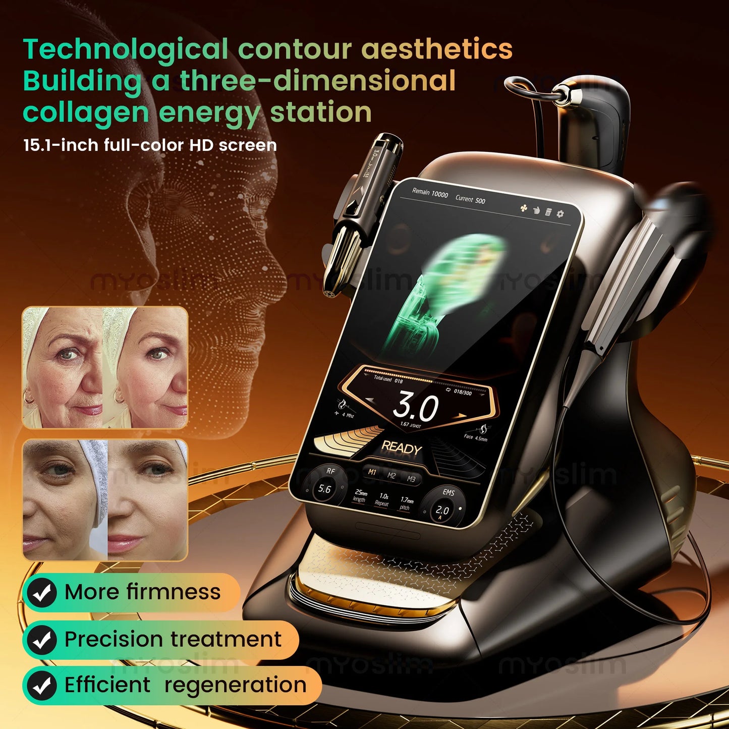 New Technology 3-in-1 Anti-Aging Beauty Machine 15.1 Inch HD Touch Screen Device Skin Tightening