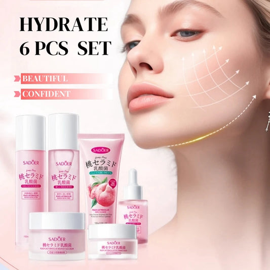 Peach Skincare 6-Piece Gift Set with Ceramide & Hyaluronate