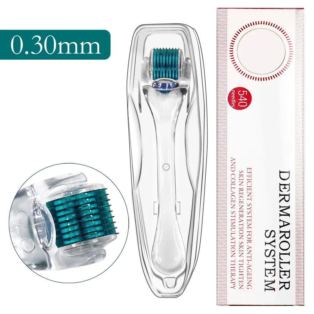 540 Titanium Microneedle Derma Roller 0.2/0.3mm For Face Beard Scalp Hair Growth Scar Repair Skin Care Mesotherapy Beauty Tool