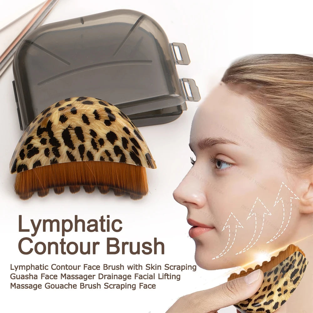 Lymphatic Contour Face Brush with Skin Scraping Guasha Face Massager Drainage Facial Lifting Massage Gouache Brush Scraping Face