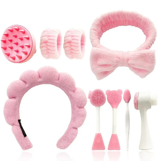 9-Piece Beauty Makeup Set with Headband & Face Wash Tools
