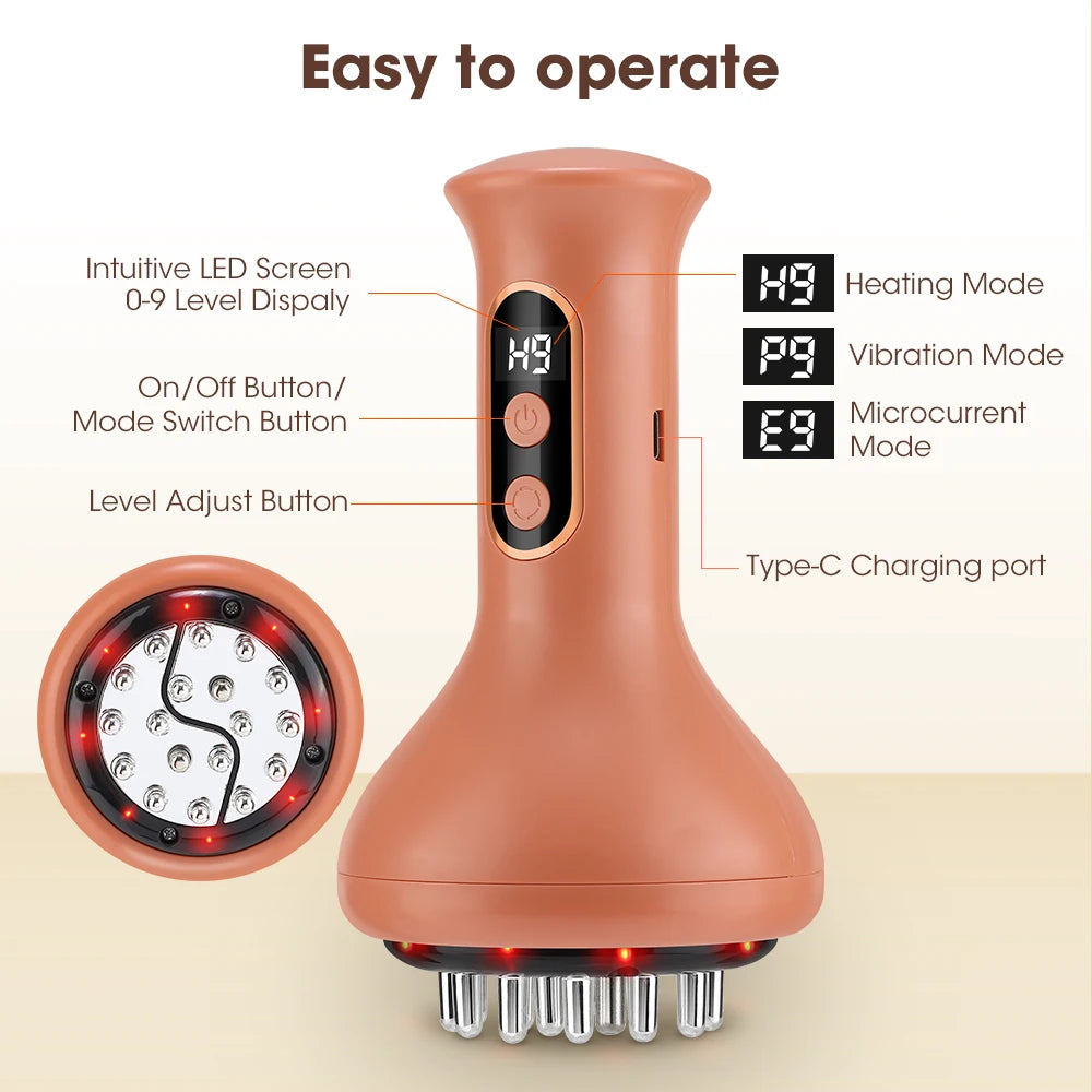 Electric Guasha Massage Body Shaping Heated Vibrate Meridian Scraping Brush Lymphatic Detoxification Regimen Dredging Fat Burner