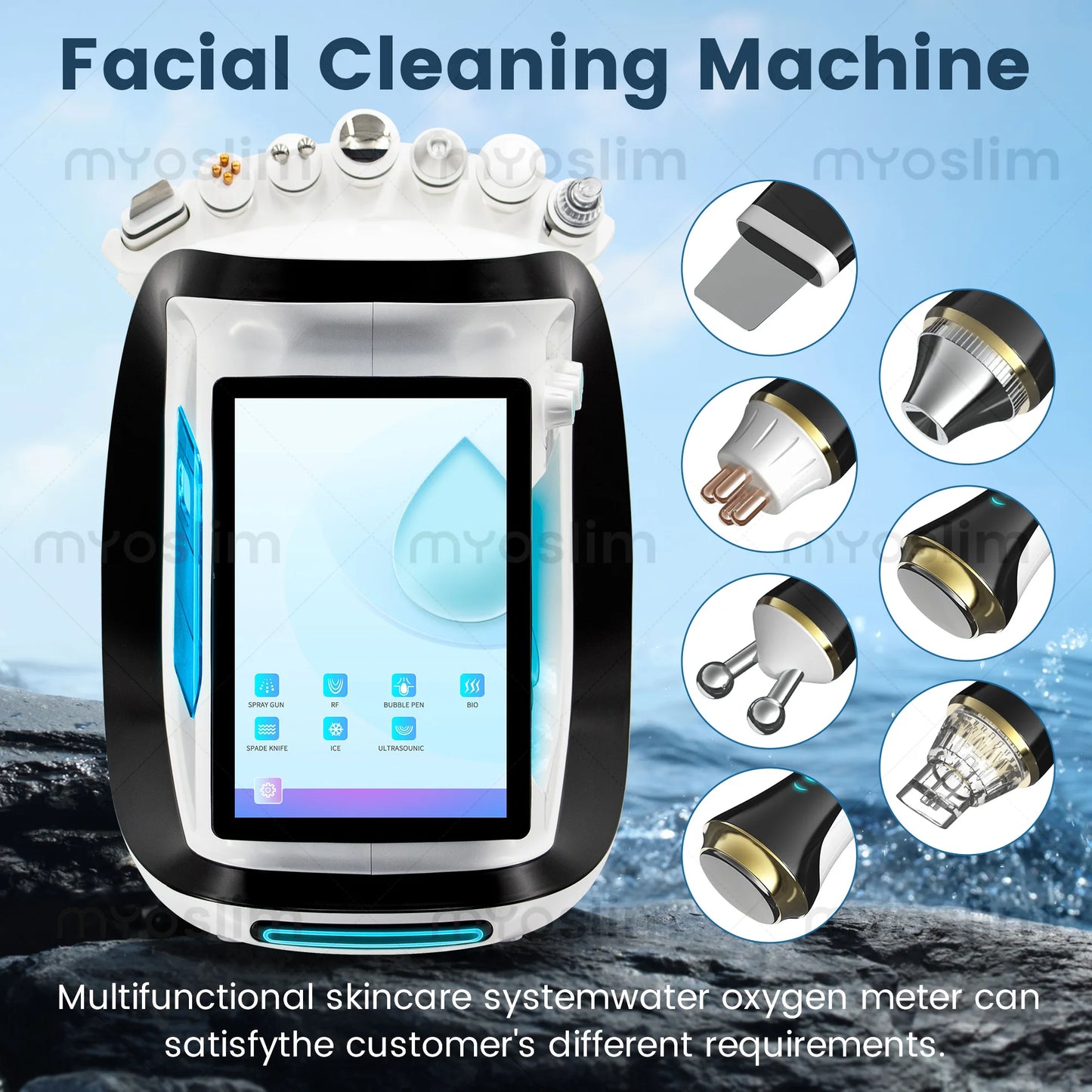 Oxygen 7-in-1 Smart Ice Blue Hydro Microdermabrasion Deep Cleansing Ultrasonic Skin Cleansing Machine