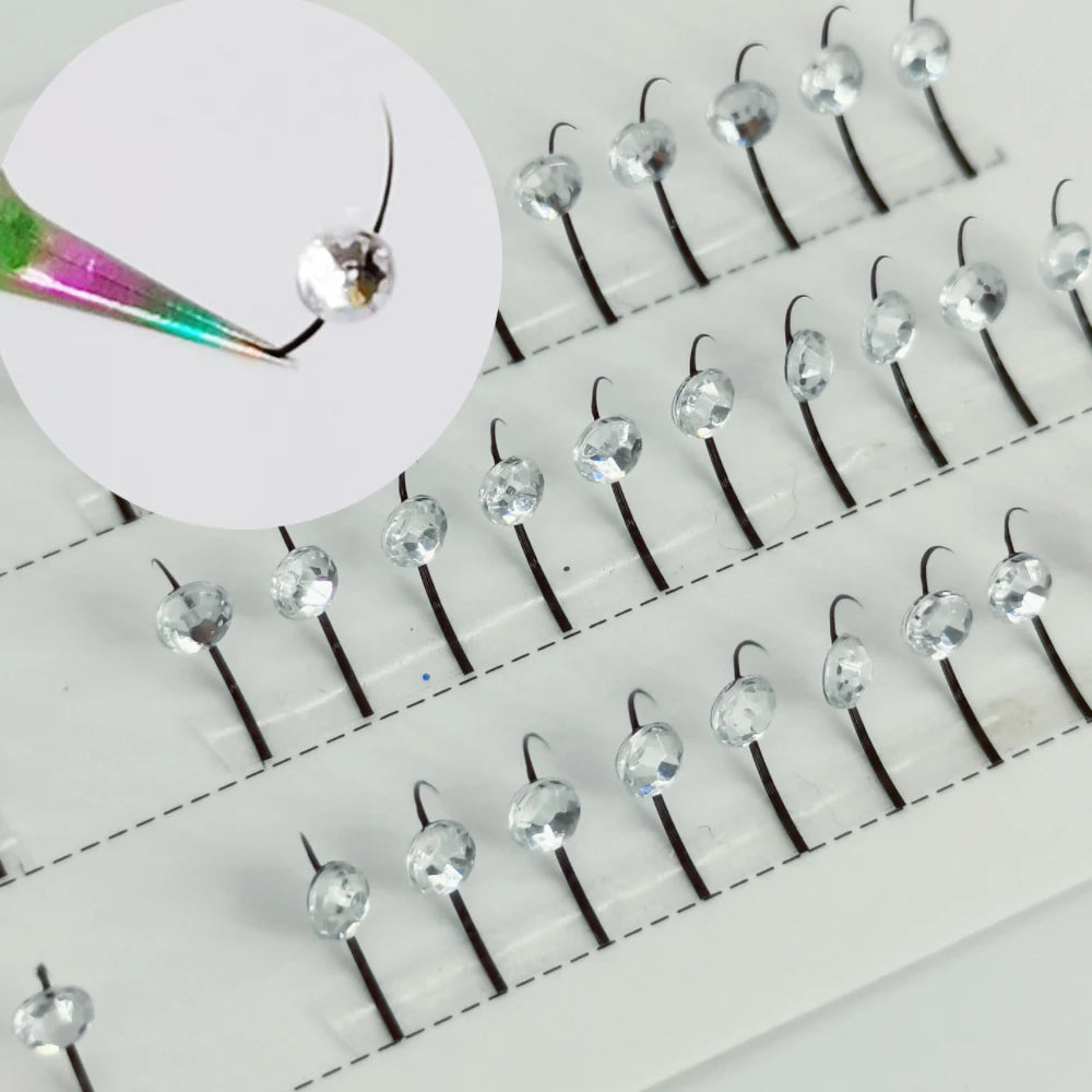 Glitter Diamond False Eyelashes Silver Shiny Rhinestones Individual Lashes For Beauty Party Makeup Color Fairy Lash Extensions